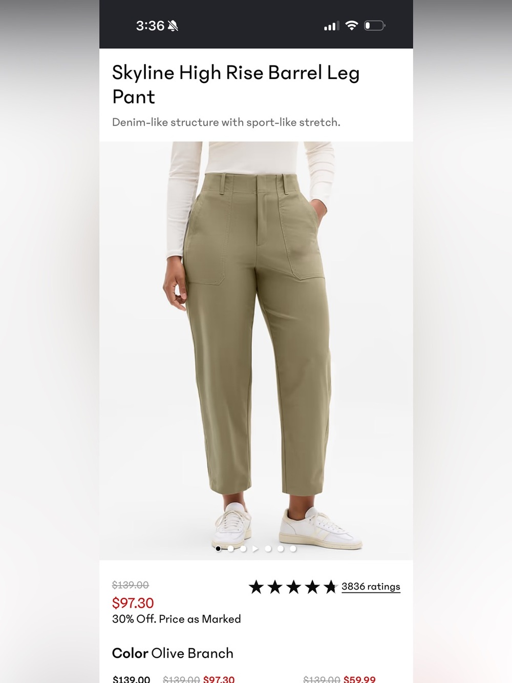 AthletaSkyline High Rise Barrel Leg Pants from Athleta - Olive Branch